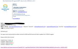 Screenshot of an email about Sensylink's CHT8315 sensor support.