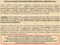 Dokument z wytycznymi dotyczącymi certyfikacji przeciwpożarowego wyłącznika prądu.