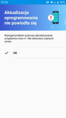 Motorola X4 - Błąd aktualizacji Androida, zatrzymuje się na 5%