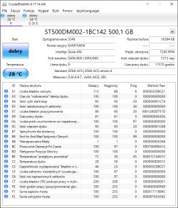 Proszę o analizę Dysku ST500DM002-1BC142. CrystalDyskInfo