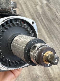 Motor of DeWalt DCG418 54V Angle Grinder Close-up of the motor of a DeWalt DCG418 54V angle grinder.
