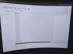 Computer screen showing NeoProgrammer with a hex view of SPI NOR 25xx flash memory data.