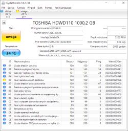 Toshiba HDWD110 - windows przestaje widzieć dysk podczas pracy