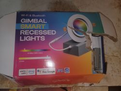 Packaging of smart recessed lights with Wi-Fi and Bluetooth features.