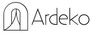 “Ardeko” logo with a black arch-shaped icon and stylized inner line on a white background