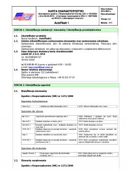 Karta charakterystyki substancji chemicznej AutoFlash 1.