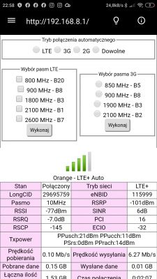 Plus LTE Huawei b535 poor coverage. Antenna selection or operator change?