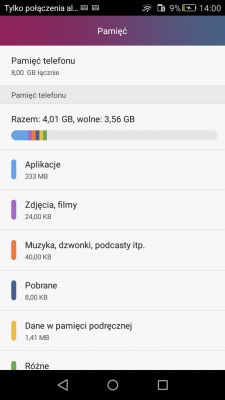 Problem z pamięcią wewnętrzną - HUAWEI CUN-L21. Android 5.1. Kończy się miejsce 