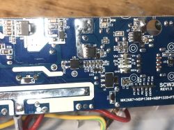 QC USB LDNIO SEW3452 Circuit Board Close-up of a circuit board with electronic components and markings.