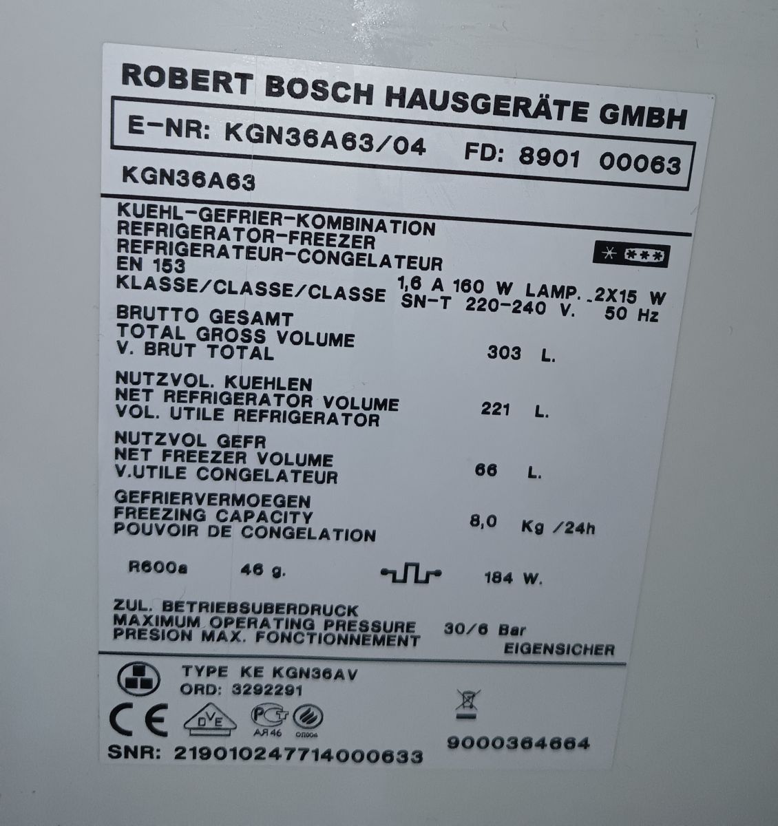 ちゃむ様♡ご確認用 Bosch KGN36A63/04 Alarm w lodówce włącza się co tydzień - co może