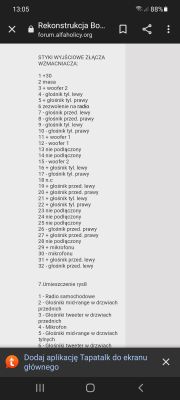 Bose Alfa 147 - niska głośność dwucewkowego subwoofera po podłączeniu do wzmacniacza