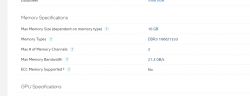 Laptop RAM Memory Specification Screenshot of memory specifications with a maximum size of 16 GB.