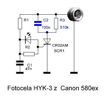 fotocela HYK-3 z lampą Canon 580ex
