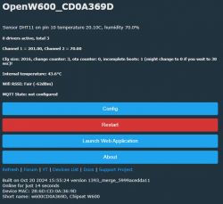 Screenshot of the OpenW600 system interface showing various network parameters and settings.