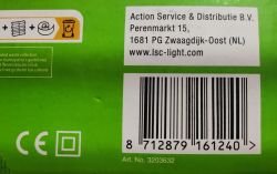 Product Label with Barcode Product label with barcode and distribution information on a green background.