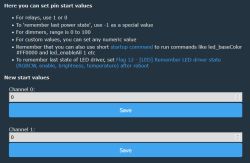 Pin start value setting interface with channels for saving.