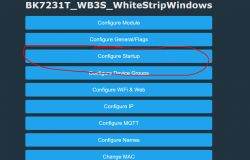 Screenshot of configuration panel with Configure Startup option highlighted.