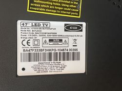 Blaupunkt 47 TV Model Label Blaupunkt 47-inch TV label