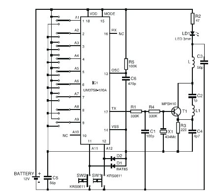 Alarm na AT90S2313 z kodowanym pilotem