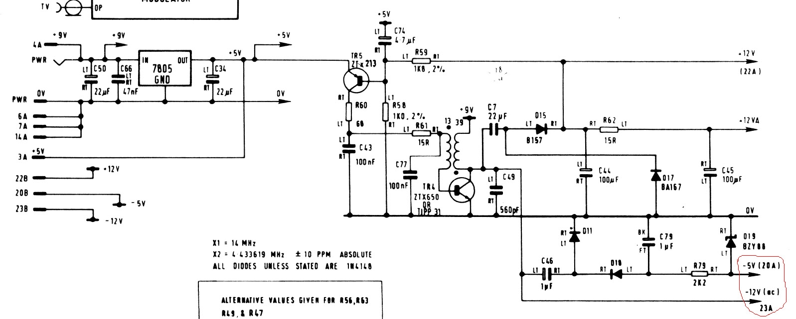 プログラム28 Brak napięcia -5V i -12V w zasilaczu ZX Spectrum 48+