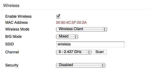 router linksys wrt54gl i airlive WN-200R w trybie ap client