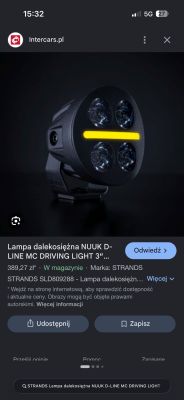 Zrzut ekranu strony Intercars.pl z lampą STRANDS NUUK 3″ z żółtym paskiem LED