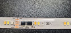 Section of LED Strip with Components Section of LED strip with visible diodes and components.