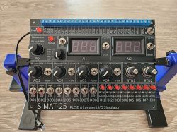 SIMAT-25 PLC Simulator on Control Panel SIMAT-25 PLC simulator with various knobs and displays on the control panel.