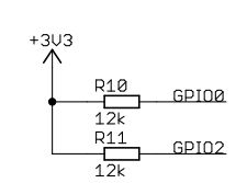 Schematic showing the connection of GPIO0 and GPIO2 with pull-up resistors to 3.3 V.
