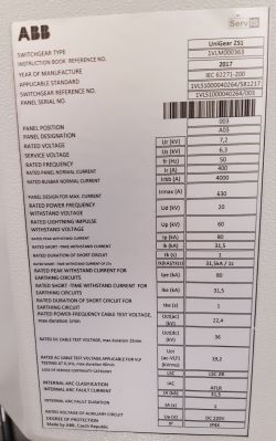 [Sprzedam] Rozdzielnica ABB KE-66 BBA 6,3 kV, Schemat, Zdjęcia, Tablice Znamionowe, 180 000€