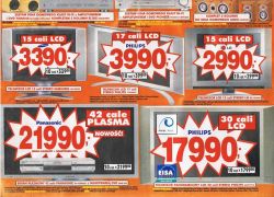 Reklama telewizorów LCD i plazmowych: Samsung, Philips, LG, Panasonic z cenami z lat 2000–2003