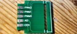 PCB with track labels for PWMs, AD, and CEN