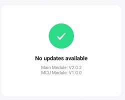 Update message in the Tuya app indicating No updates available.