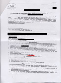 Dokument umowy przyłączeniowej PGE Dystrybucja S.A.