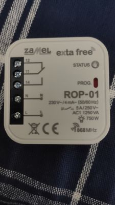 Podłączenie włącznika Zamel ROP-01 - kable żółto-zielony, brązowy, niebieski