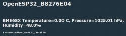 Screenshot of sensor readings from BME68X on ESP32.