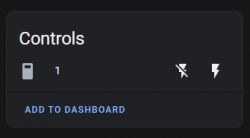 Screenshot of a control panel with icons representing devices and an option to add to the dashboard.