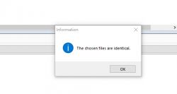 Dialog box with the information The chosen files are identical.