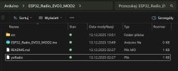 Screenshot of the ESP32_Radio_EVO3_MOD2 Arduino project folder with four items