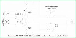 Schemat elektryczny lutownicy TD-08 LT z uzwojeniami 66Ω i 33Ω oraz przełącznikami FAEL 83133