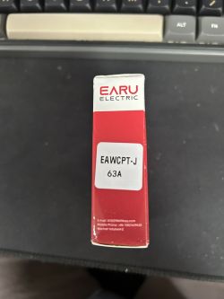 EARU Electric 63A Circuit Breaker Packaging Packaging of a circuit breaker with EARU Electric logo and model EAWCPT-J 63A