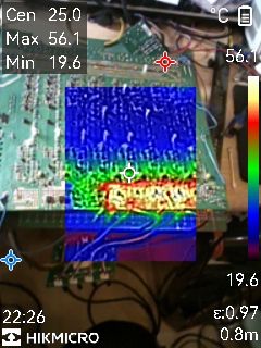 Thermal image of TSA4-1300 amplifier showing temperature variations.