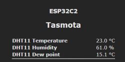 Screenshot showing readings from the DHT11 sensor on ESP32C2 using Tasmota.