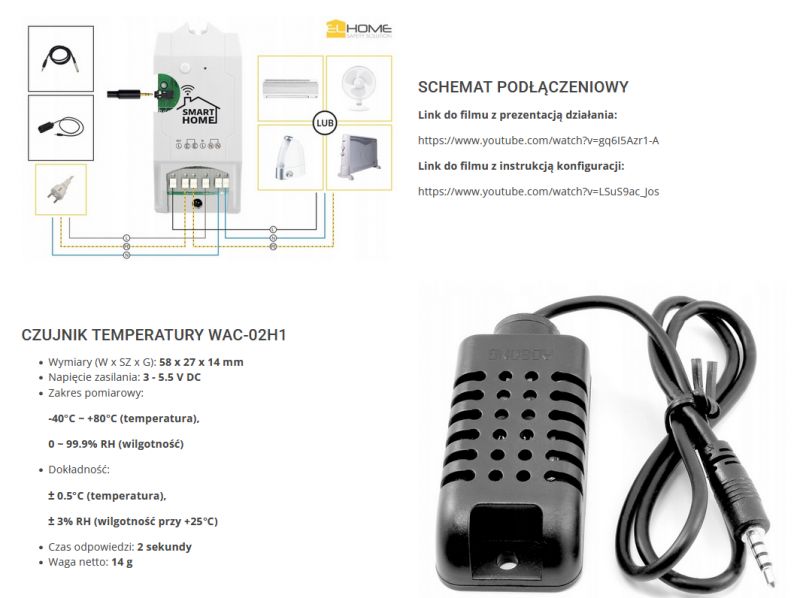 WS-03H1 elHome Module with WAC-02H1 Sensor WS-03H1 elHome module with WAC-02H1 temperature and humidity sensor.