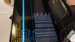 Android Recovery screen with filesystem errors and recovery menu options visible.