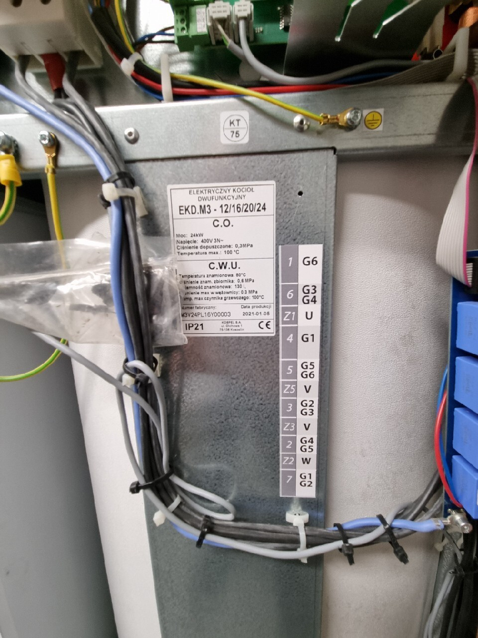 Schemat elektryczny i podłączenie grzałek kotła Kospel EKDM.3 24kW ...