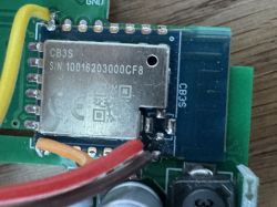 CB3S module mounted on a circuit board with attached wires.