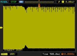 Oscilloscope Screenshot – Voltage Waveform Oscilloscope screenshot showing a voltage waveform.