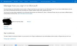 Ekran zarządzania aliasami konta Microsoft.