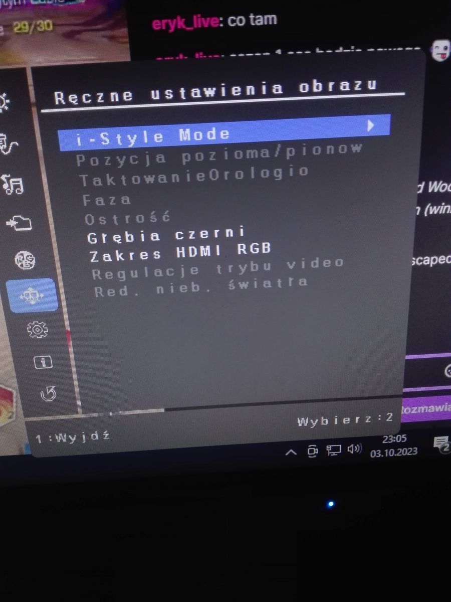 Monitor iiyama zablokowane funkcje ostrośc/faza itp